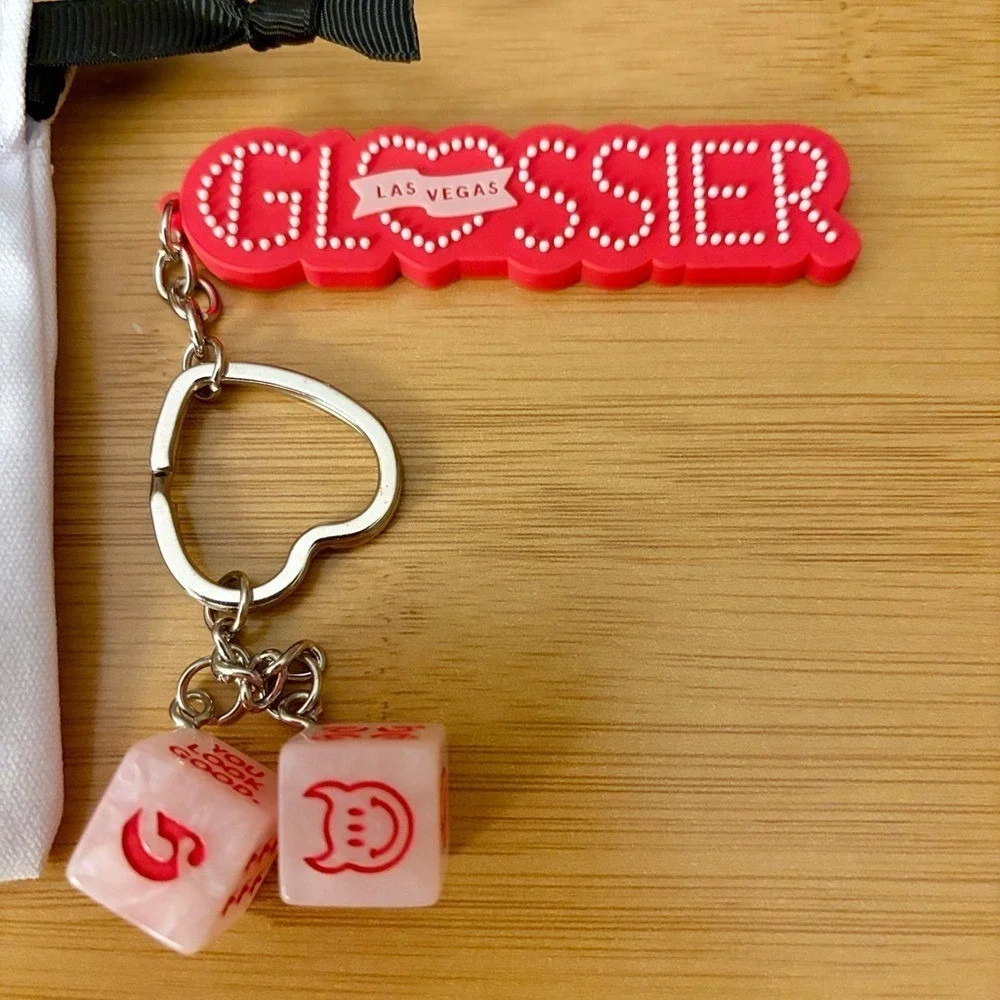 Glossier Las Vegas Keychain & Pouch NEW! Limited Edition